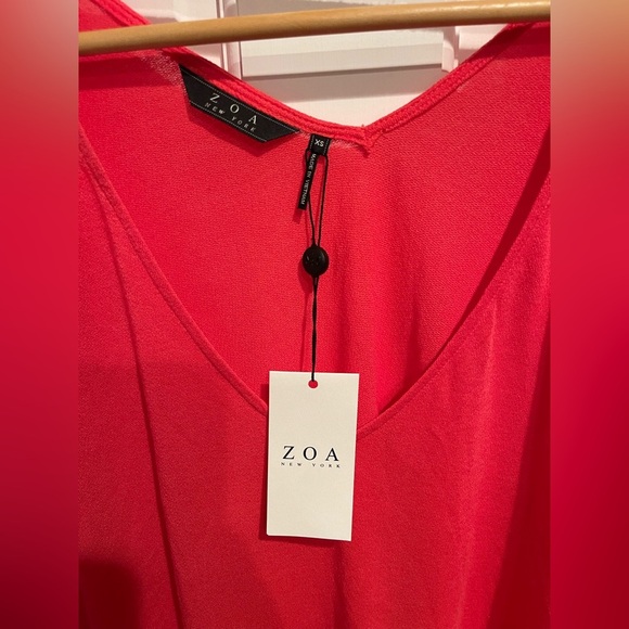 Zoa New York Redish Pink V-Neck Blouse XS - Picture 2 of 6